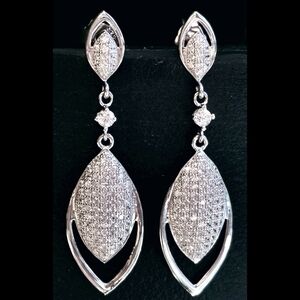Nwt sterling silver CZ Art Deco pave drop earrings